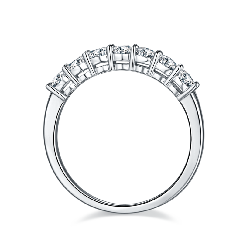 Seven Star Ring S925 Silver Plated Platinum Moissanite 70 Points D-Grade